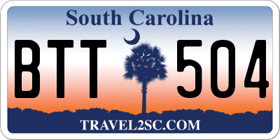 SC license plate BTT504