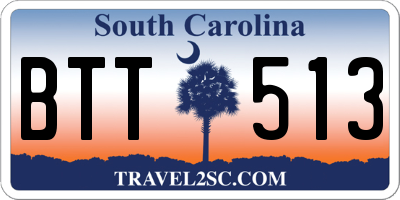 SC license plate BTT513
