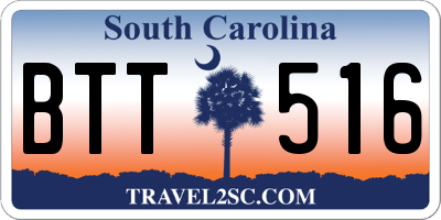 SC license plate BTT516