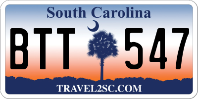 SC license plate BTT547