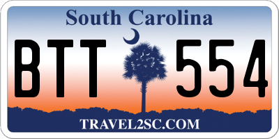SC license plate BTT554