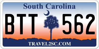 SC license plate BTT562
