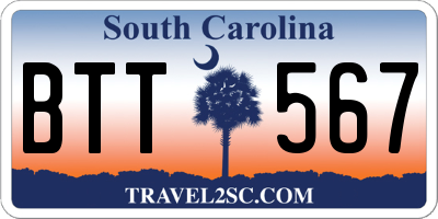 SC license plate BTT567