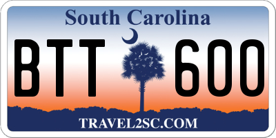 SC license plate BTT600