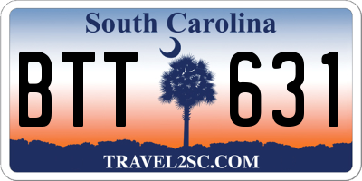 SC license plate BTT631