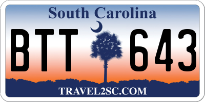 SC license plate BTT643