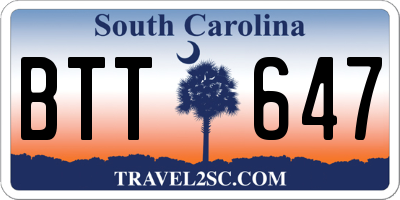 SC license plate BTT647