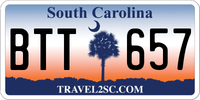 SC license plate BTT657