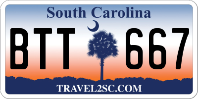 SC license plate BTT667