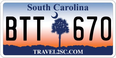 SC license plate BTT670