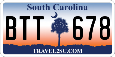 SC license plate BTT678