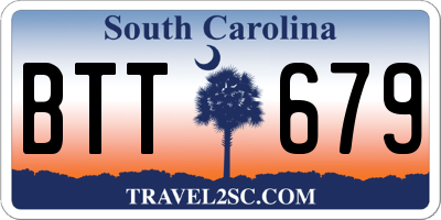 SC license plate BTT679