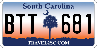 SC license plate BTT681