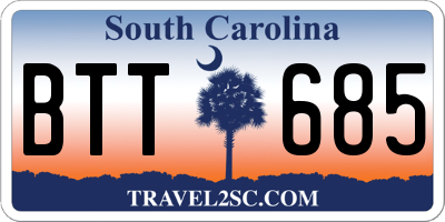 SC license plate BTT685