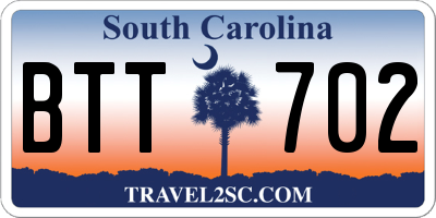 SC license plate BTT702