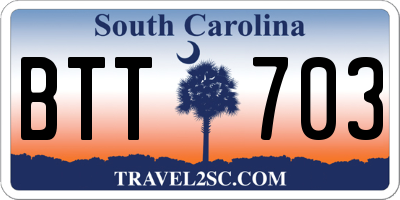 SC license plate BTT703