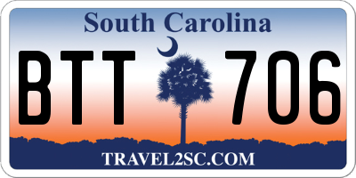 SC license plate BTT706