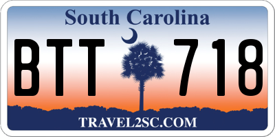 SC license plate BTT718