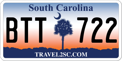 SC license plate BTT722