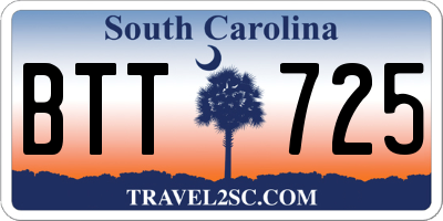 SC license plate BTT725