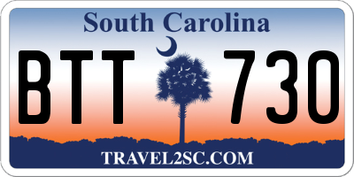 SC license plate BTT730