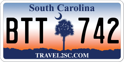 SC license plate BTT742