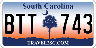 SC license plate BTT743