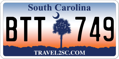 SC license plate BTT749