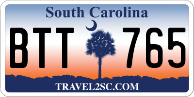 SC license plate BTT765