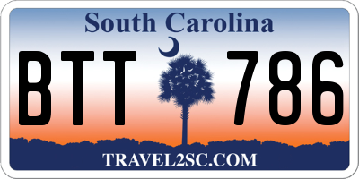 SC license plate BTT786