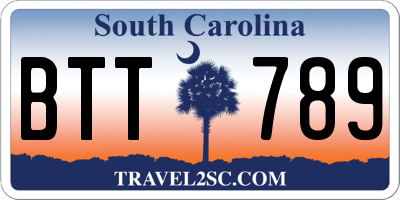 SC license plate BTT789