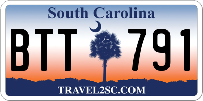 SC license plate BTT791