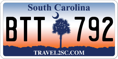SC license plate BTT792
