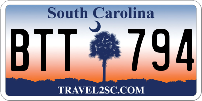 SC license plate BTT794
