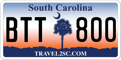 SC license plate BTT800