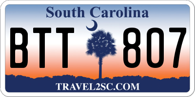 SC license plate BTT807
