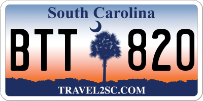 SC license plate BTT820