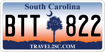 SC license plate BTT822
