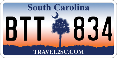 SC license plate BTT834