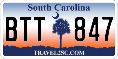 SC license plate BTT847