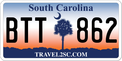 SC license plate BTT862