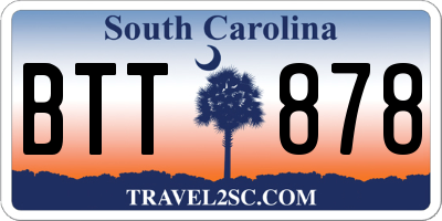 SC license plate BTT878