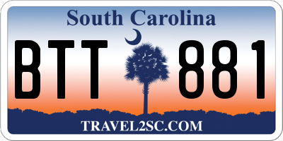SC license plate BTT881