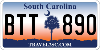 SC license plate BTT890
