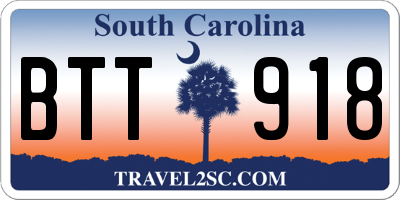 SC license plate BTT918