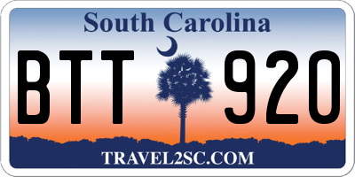 SC license plate BTT920