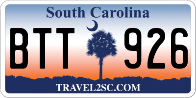SC license plate BTT926