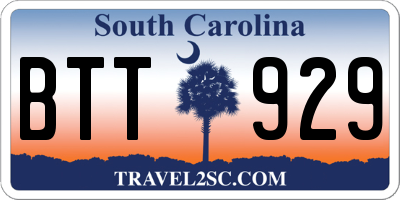 SC license plate BTT929