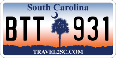 SC license plate BTT931