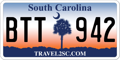SC license plate BTT942